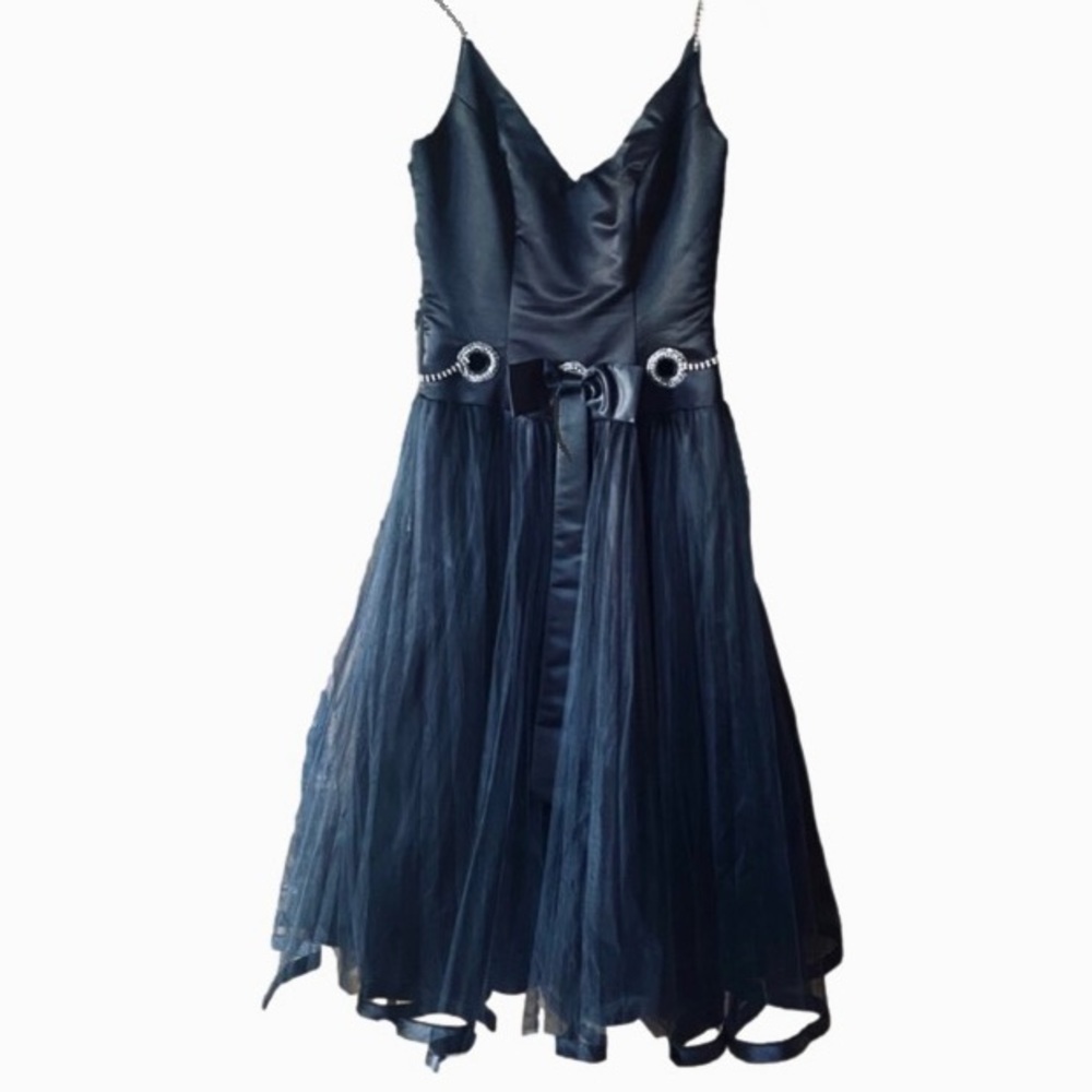EVENINGS by Mon Cheri Black Rhinestone Cocktail Dress